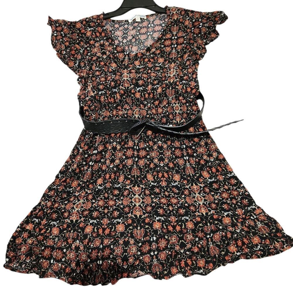 Wallflower Dress For Girls Size XL Floral Vneck With Belt